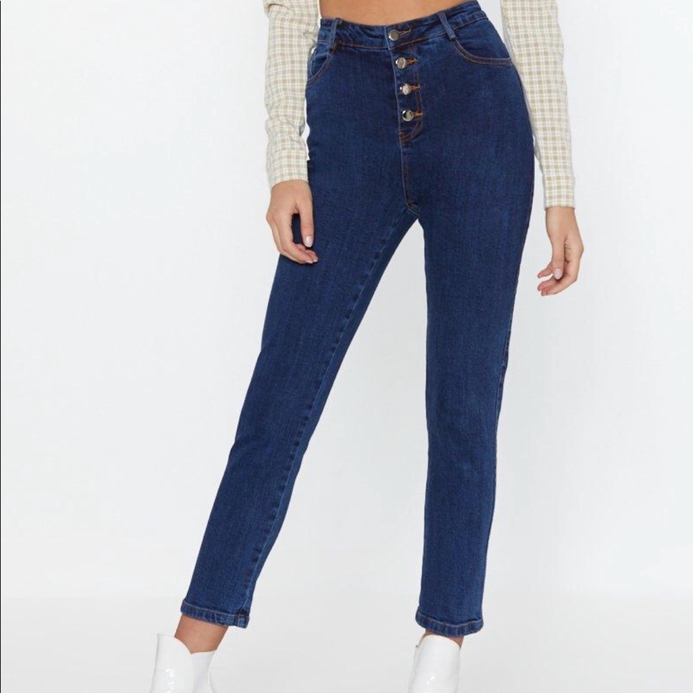 BRAND NEW Nasty Gal High Waisted Dark Denim Jeans